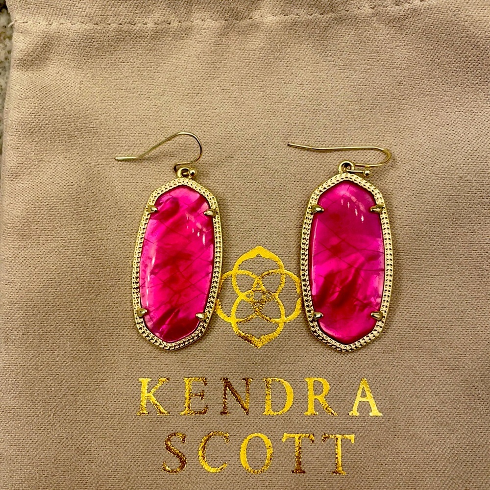Kendra Scott Elle Gold with Hot Pink Earrings